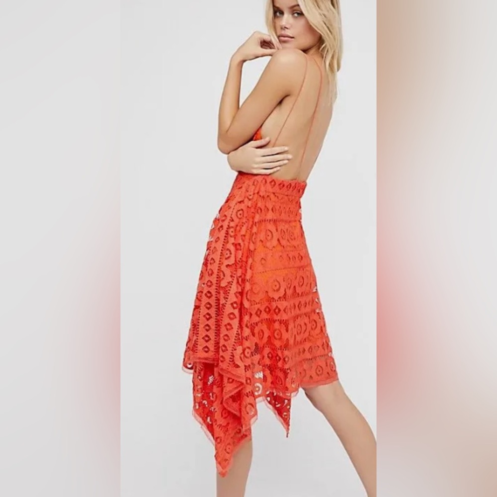 Free People Cocktail Dress. Dainty & Delicate. Coral / Orange. Size: 6